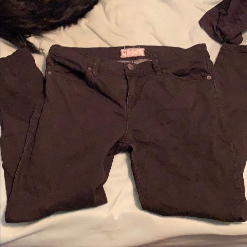 Free people black mid rise pants